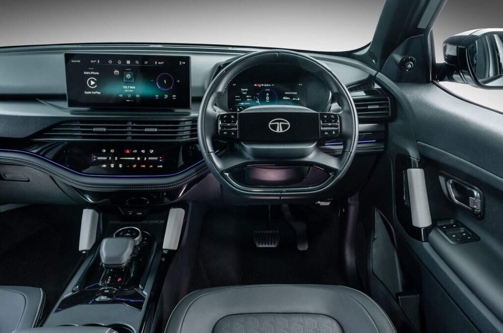Only the flagship Fearless+ can be had with the depicted 12.3-inch infotainment system. Image: Tata