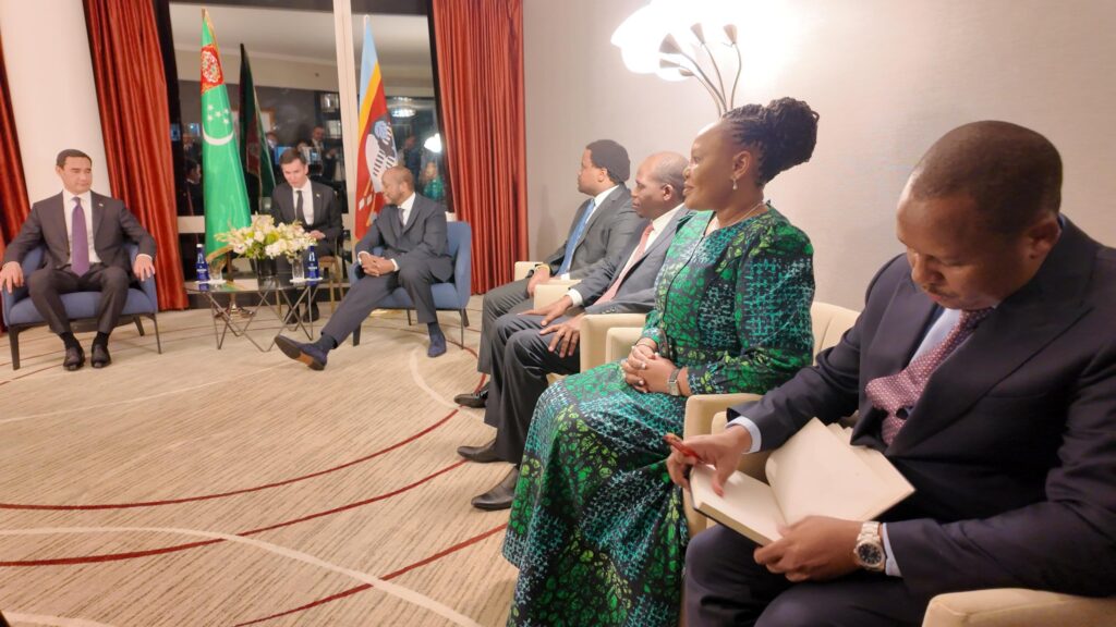Eswatini Ambassador to the United Nations Thamie Dlamini takes notes as Minister for Foreign Affairs Senator Pholile Shakantu, Prince Gcina and Prince Lindani observe during the bilateral talks.