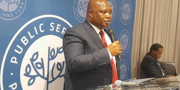 Minister of Public Service Mabulala Maseko addressing stakeholders at the 6th annual Public Service Pension Fund meeting in Mbabane on Thursday.