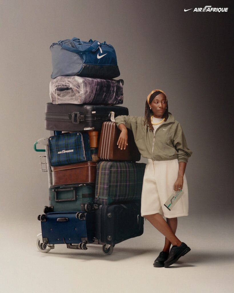 Sprinter Marie Josée Ta Lou-Smith features in the Première Classe campaign for the Nike x Air Afrique Air Max RK61.