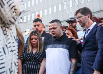 Kilmar Abrego Garcia stands outside Immigration and Customs Enforcement's Baltimore field office on August 25, 2025. Robyn Stevens Brody/Sipa/AP