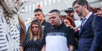 Kilmar Abrego Garcia stands outside Immigration and Customs Enforcement's Baltimore field office on August 25, 2025. Robyn Stevens Brody/Sipa/AP
