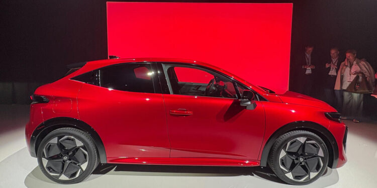 The new Renault Clio on display at the Munich Motor Show, featuring a sharper nose, sculpted flanks and updated grille design.