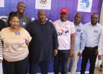 Principal Secretary of the Ministry of Information, Communications, Science, Technology and Innovation, Kanono Ramashamole, with other panelists during the Digital Innovators Summit at Lerotholi Polytechnic.