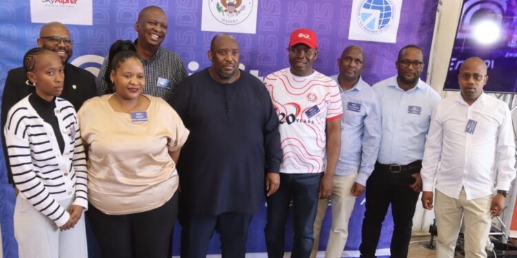 Principal Secretary of the Ministry of Information, Communications, Science, Technology and Innovation, Kanono Ramashamole, with other panelists during the Digital Innovators Summit at Lerotholi Polytechnic.