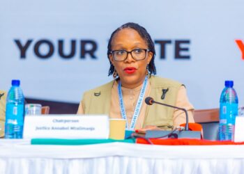 MEC Chairperson Chifundo Kachale addressing the media in Lilongwe on the release of partial election results