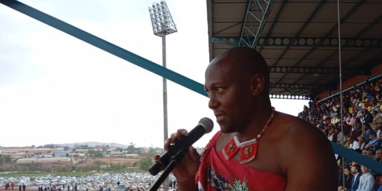 Prime Minister Russell Mmiso Dlamini addresses exhibitors and guests at the opening of the 2025 Eswatini International Trade Fair in Manzini