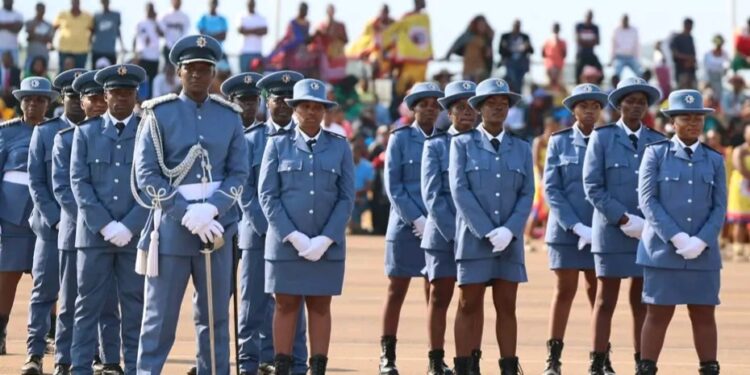 An ENFES officer displaying one of numerous skills before His Majesty King Mswati III and guests during their Fire Day. | Pic, EPN