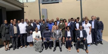 Eswatini’s Commissioner of Customs and Excise Gugu Mahlindza and South Africa’s Border Management Commissioner Dr Michael Masiapato during the bilateral border cooperation meeting