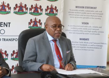 Hon. Matjato Moteane, Minister of Public Works and Transport, launches Lesotho’s new personalised number plates at the Traffic Offices in Ha Foso.