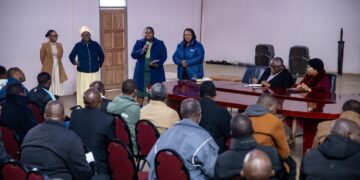 ERS officials meet with Hhohho chiefs, community leaders and administrators during the Bafundzise Educational Campaign session. Photo by ERS