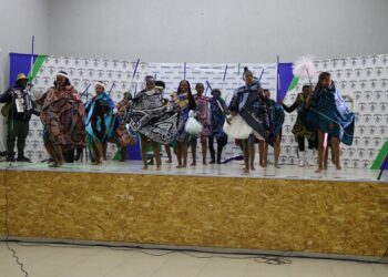 Young athletes perform during the opening ceremony of the Maseru Youth Games, celebrating sportsmanship and national pride. Photo by Lesotho Ministry of Tourism, Sports, Arts and Culture