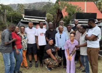 Hon. Ras Mubarak, leader of the Trans Africa Tourism and Unity Campaign, pictured with members of the Ghanaian community in the Kingdom of Eswatini who hosted the team during their visit.