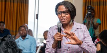 Dr Joy Ndwandwe making her submissions during the Municipal Council of Mbabane AGM. | Pic, Xolani Mngomezulu