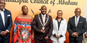 African Alliance partner Sithofeni Ginindza, Mbabane West MP Welcome Dlamini, Mbabane Mayor Thulani Mkhonto, CEO Gciniwe Fakudze and Business Eswatini CEO E. Nathi Dlamini. Courtesy pic