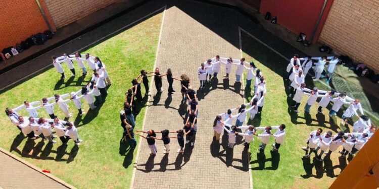 Youth form the numbers 2025 during a gathering, photo by Youth Hub Connekt Lesotho
