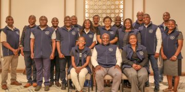 Honourable Richard Msowoya, Head of the SADC Electoral Observation Mission, poses with observers from SADC member states and officials from the SADC Secretariat in Dar es Salaam ahead of Tanzania’s 29 October 2025 General Election.