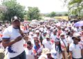 SNAT Secretary General Lot Vilakati leading the teachers in song during their teacher's day celebrations. Pic: The SNAT Platform