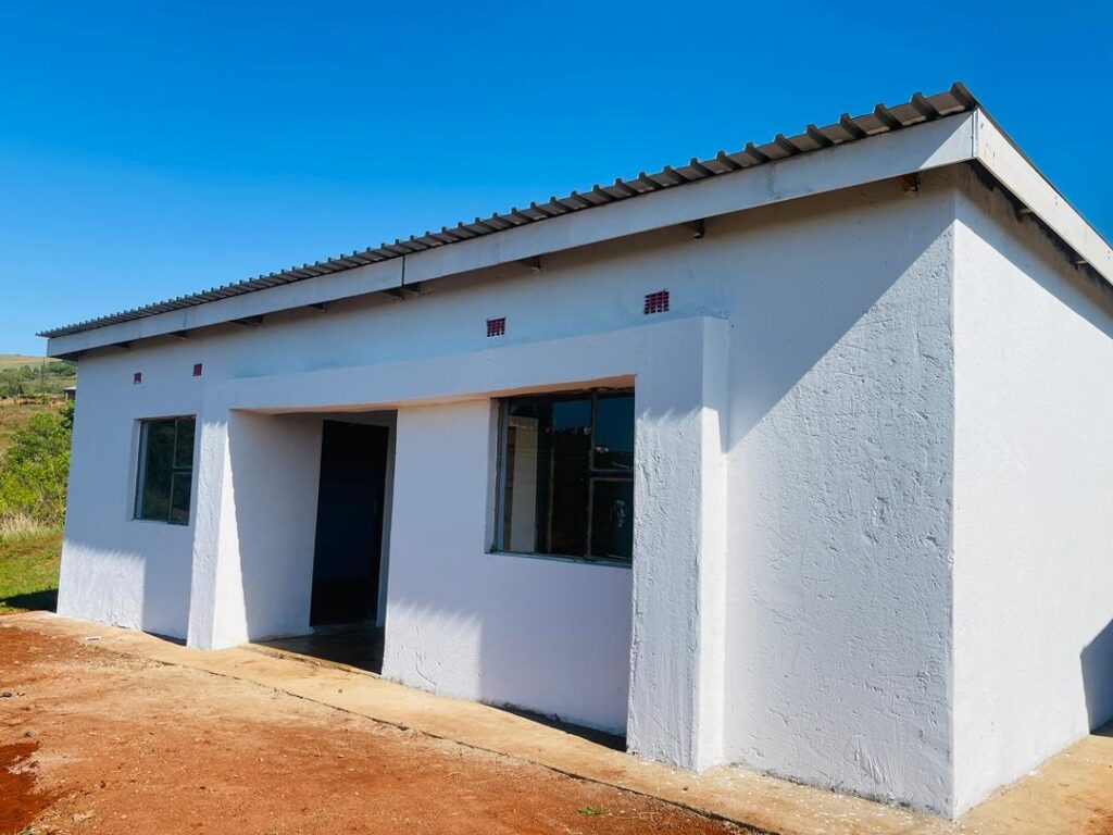 A newly constructed home in Nkomiyahlaba ready for handover to a vulnerable family, part of the government’s housing initiative led by the Deputy Prime Minister’s Office. Photo: Deputy Prime Minister’s Office