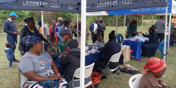 Health officials and community members during the health outreach at Ntsinini, Mhlangatane Inkhundla. (Photo by Health Promotion Eswatini)