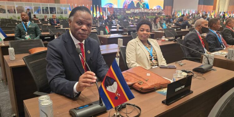 HRH Prince Lonkhokhela at the International Solar Alliance Assembly in New Delhi, India. (Photo by Ministry of Natural Resources and Energy, Eswatini)