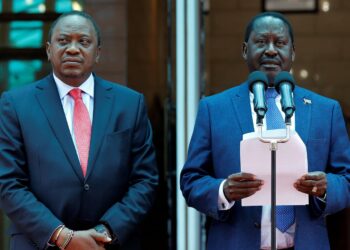 Uhuru Kenyatta and Raila Odinga during a joint appearance in Nairobi