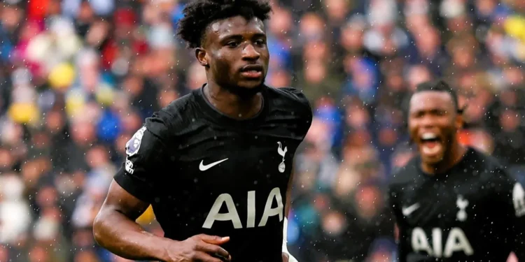 Spurs’ Kudus celebrates his first goal for the club at Elland Road