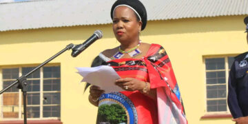 Minister for Home Affairs HRH Hon. Princess Lindiwe delivering her key note address during an event.