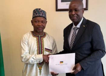 Hon. Ras Mubarak presenting the Pan-African campaign to State Secretary of Tourism, Hon. Fredson Bacar, in Maputo, Mozambique.