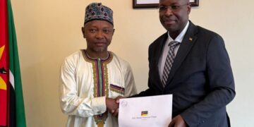 Hon. Ras Mubarak presenting the Pan-African campaign to State Secretary of Tourism, Hon. Fredson Bacar, in Maputo, Mozambique.