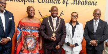Mbabane Mayor Cllr Thulani Mkhonta with Municipal Council CEO Gciniwe Fakudze and Mbabane East MP Welcome Dlamini during the Council’s annual meeting in Mbabane.