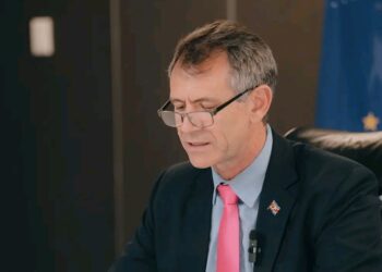 Minister of Finance, Honourable Neal Rijkenberg, at ERS Headquarters in Ezulwini.