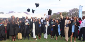 JMC graduates have a photo opportunity at UNESWA graduation ceremony. | Pic supplied