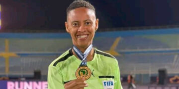 Eswatini's Letticia Vianna holds up her medal. Referees in Eswatini will earn new statuses after new badges were introduced. | Pic Ntokozo Magongo/EPN