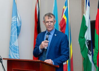 Minister of Finance Neal Rijkenberg making his remarks. | Pic, Xolani Mngomezulu