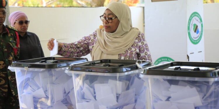 President Samia Suluhu Hassan casting her vote during the 2024 general election held on 27 November last year.