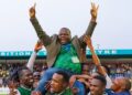 Nsingizini Hotspurs FC President Derrick Shiba lifted in celebration after the club’s victory in the Trade Fair Cup held in September. Photo by Nsingizini Hotspurs FC