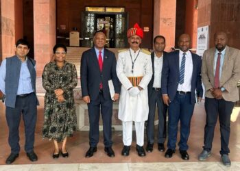 Prince Lonkhekhela and his delegation have a photo opportunity with the Ministry of Heavy Industries top personnel in India.