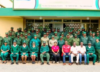 Correctional officers participating in the three-day First Aid training at Matsapha Correctional Staff College with representatives from Baphalali Eswatini Red Cross Society. Photo credit: HMCS Eswatini
