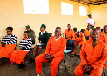 The 13 inmates pictured at Matsapha Correctional Services Facility. (Pics, HMCS)