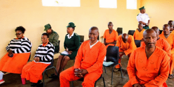 The 13 inmates pictured at Matsapha Correctional Services Facility. (Pics, HMCS)