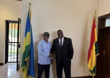 Ras Mubarak with Ghana’s High Commissioner to Rwanda, discussing support for the Trans Africa Tourism & Unity Campaign.
