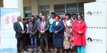 Minister of Health Mduduzi Matsebula joins staff and renal dialysis patients during the official opening of the new lodging quarters at Mbabane Government Hospital.