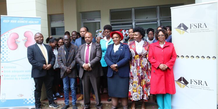 Minister of Health Mduduzi Matsebula joins staff and renal dialysis patients during the official opening of the new lodging quarters at Mbabane Government Hospital.