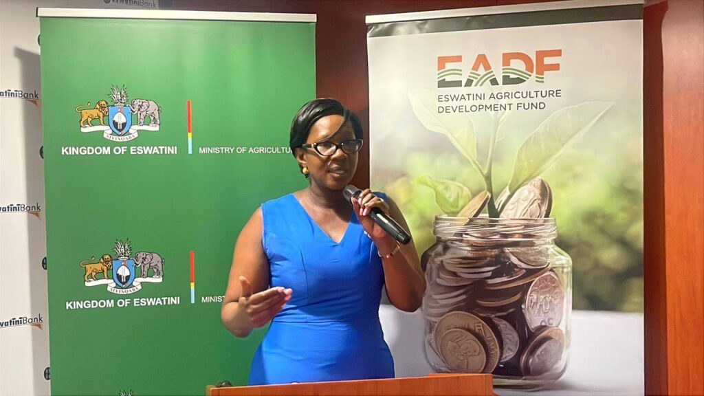 Eswatini Bank Chief Executive Officer, Dr. Nozizwe Mulela-Zulu, during the EADF beneficiary orientation, where the bank reaffirmed its partnership in supporting agribusiness financing across the country.