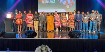 Deputy Prime Minister Thulisile Dladla and Commerce Minister Manqoba Khumalo join The Luke Commission founder Echo VanderWal, senior staff and delegates for a group photo during the accreditation handover ceremony. Photo credit The Luke Commission.