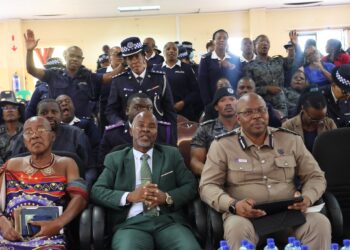 National Commissioner Manoma Vusi Masango seated with delegates during the prayer service at Divine Healing Ministries in Manzini.