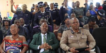 National Commissioner Manoma Vusi Masango seated with delegates during the prayer service at Divine Healing Ministries in Manzini.