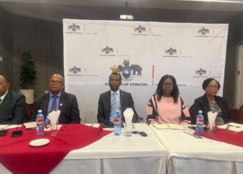 Acting Minister for Health Apollo Maphalala seated with officials during the launch of the Health Excellence Awards 2025. Photo by Ministry of Health