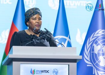 Lesotho's Minister Nthati Moorosi addresses delegates at the World Telecommunications Development Conference 2025 in Baku, Azerbaijan.